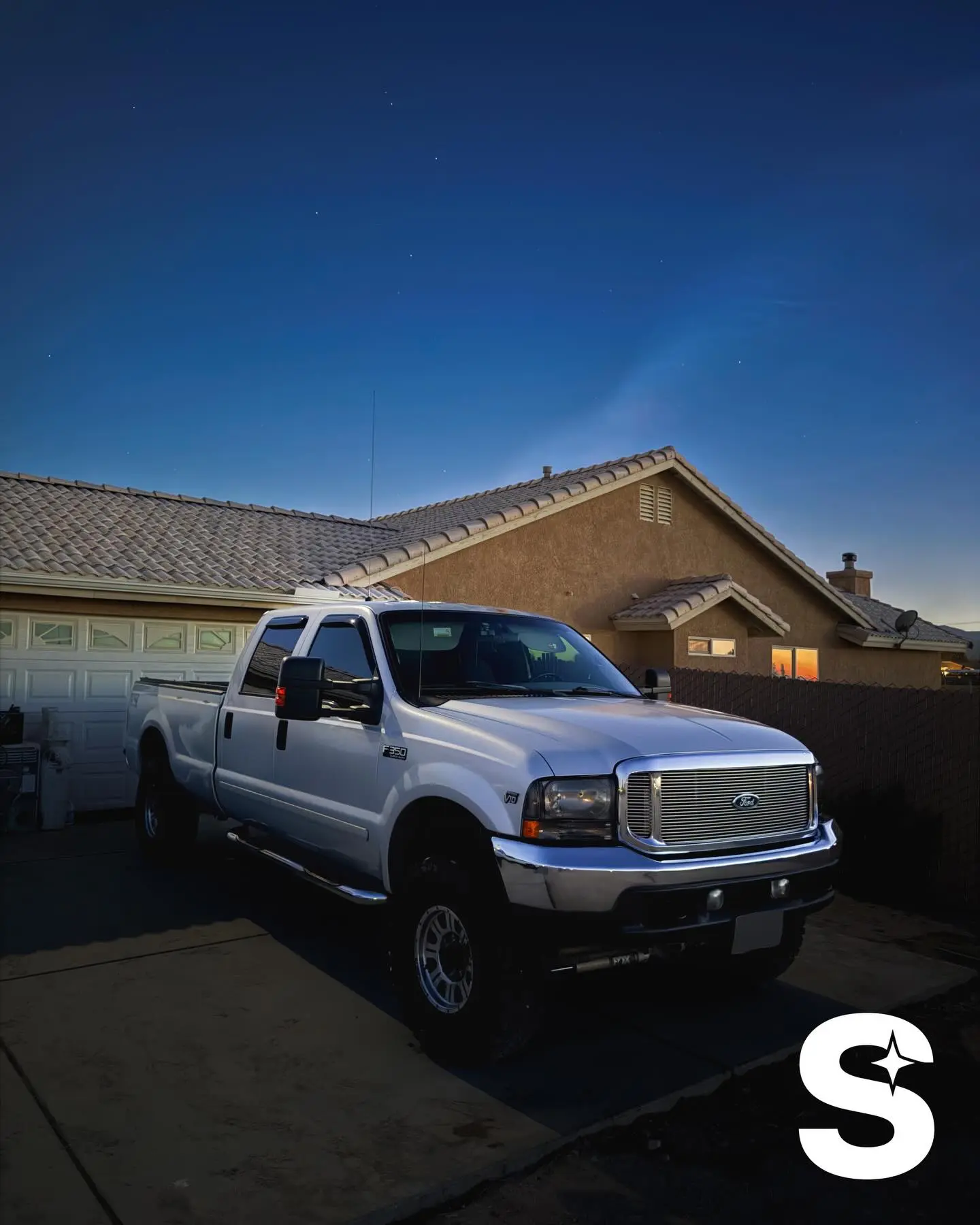 Ford F-350 Super Duty gleaming after a full exterior reset in the Mojave Desert