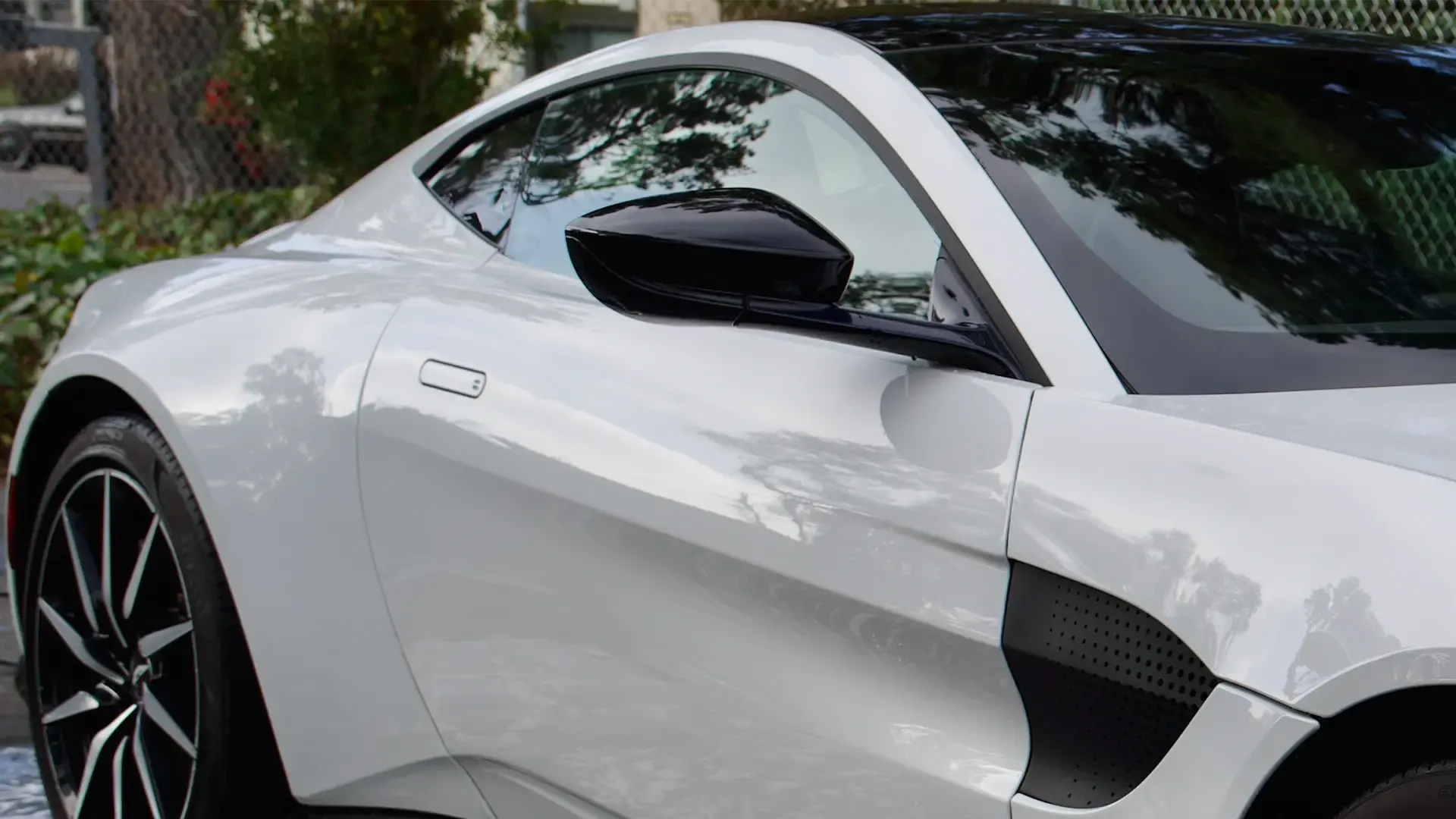 White Aston Martin Vantage with a deep gloss finish